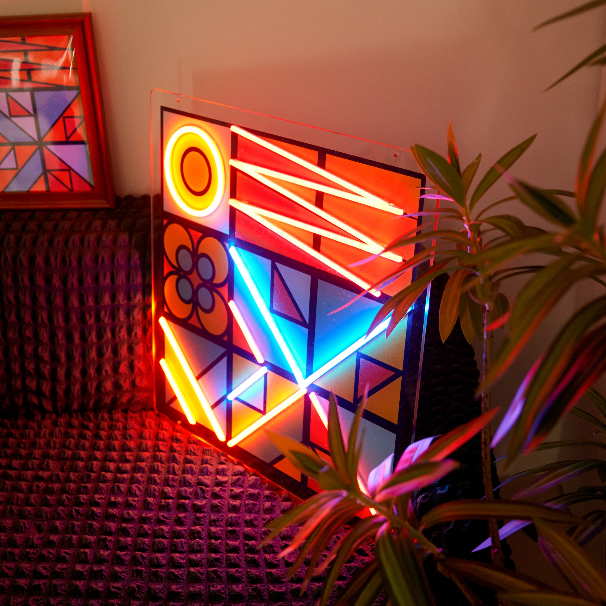 Colorful Happy Duck Geometric Art LED Neon Sign