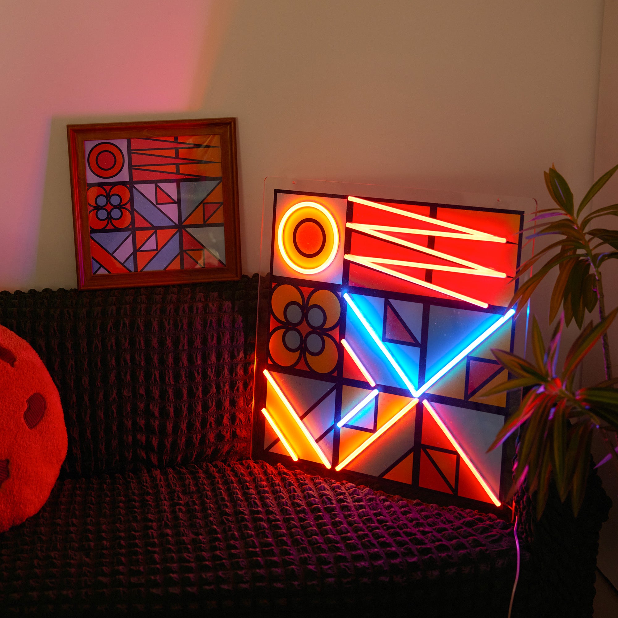 Colorful Happy Duck Geometric Art LED Neon Sign