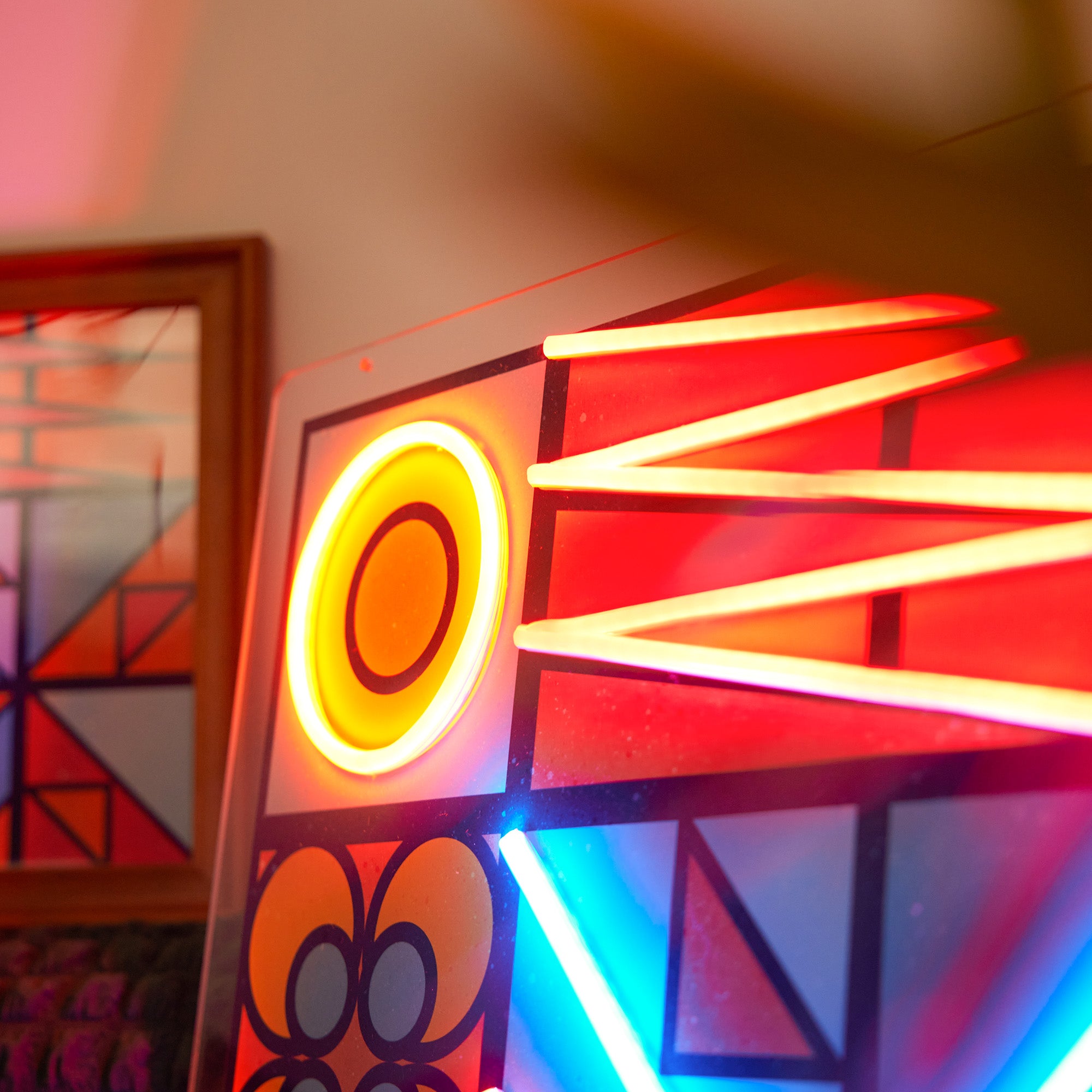 Colorful Happy Duck Geometric Art LED Neon Sign
