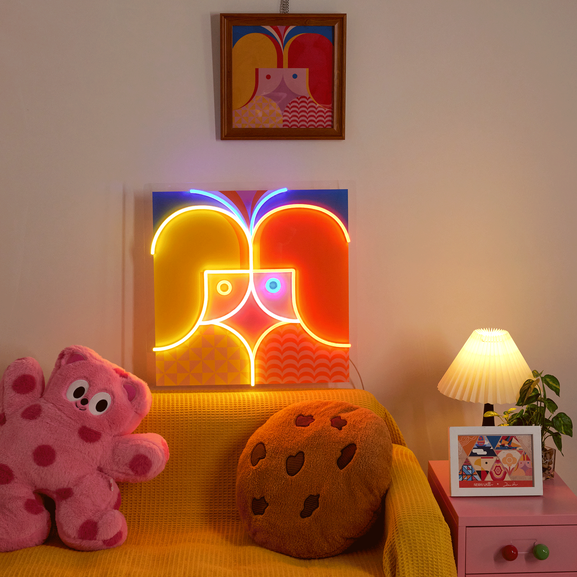 Colorful Girls Geometric Art LED Neon Sign