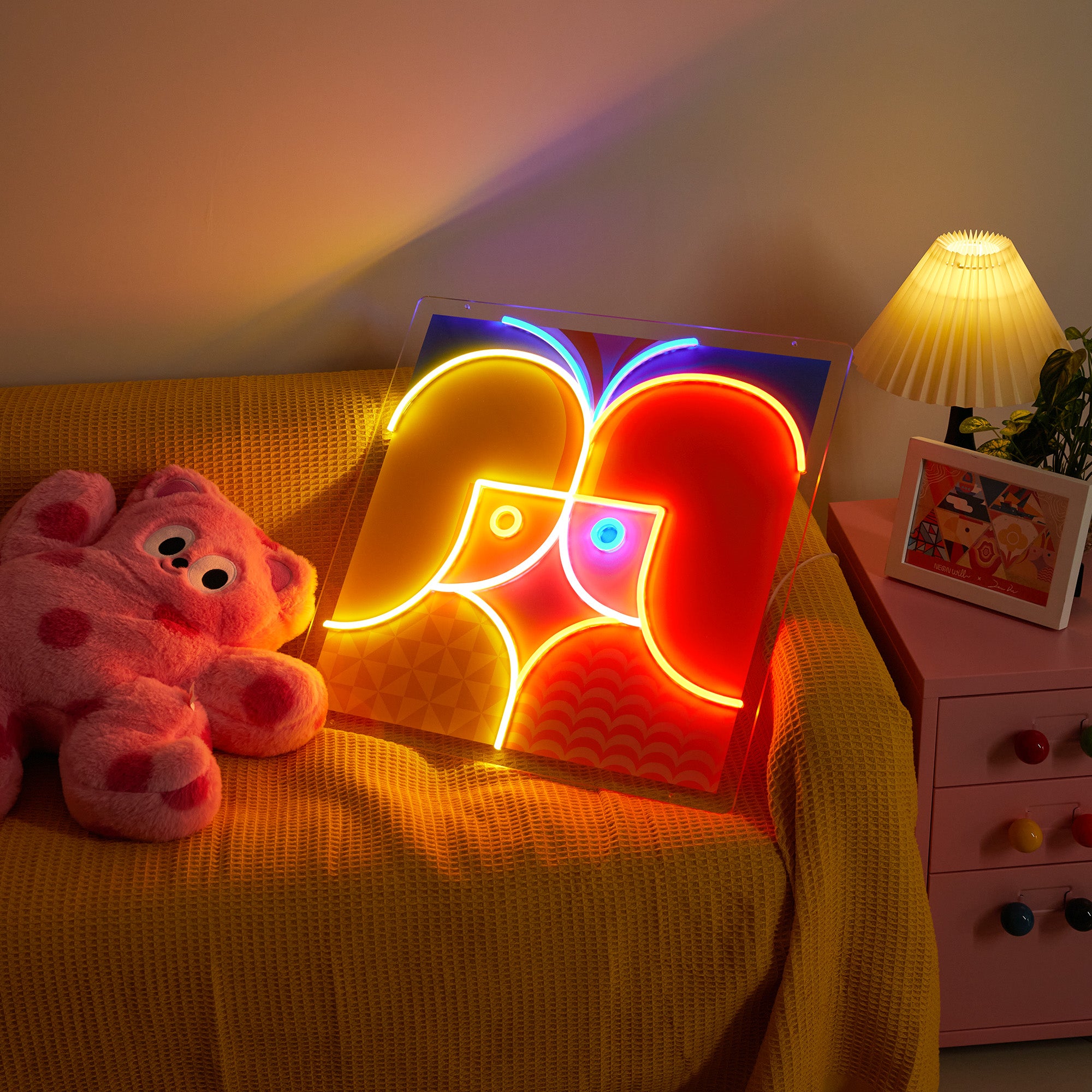 Colorful Girls Geometric Art LED Neon Sign