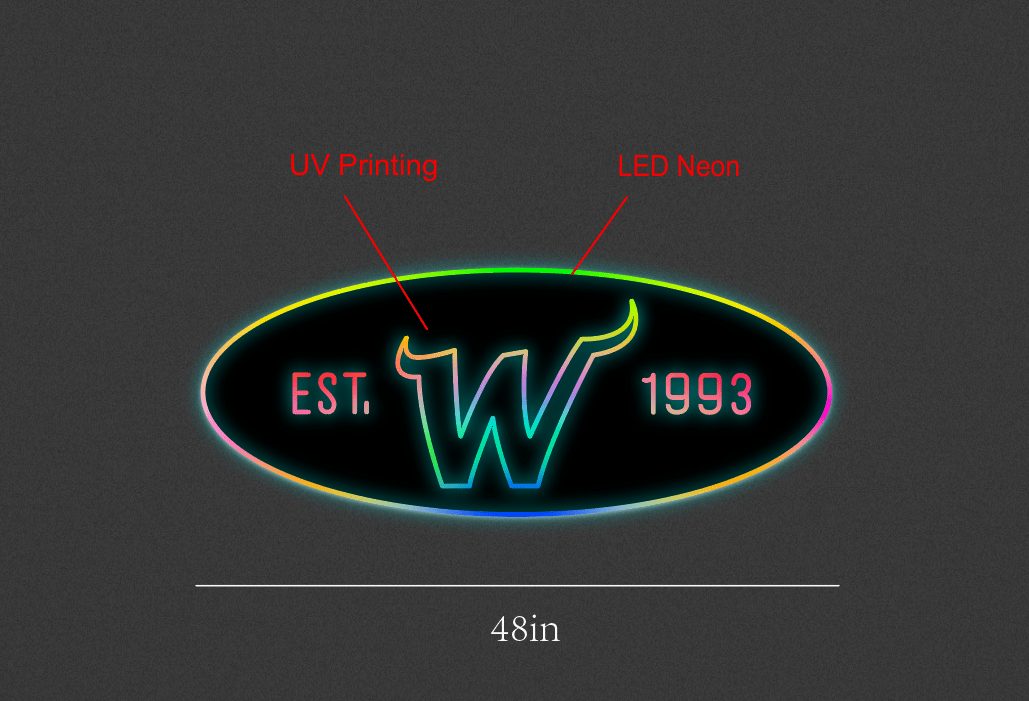 48Inch wide x 20Inch tall customized led neon sign inquiry