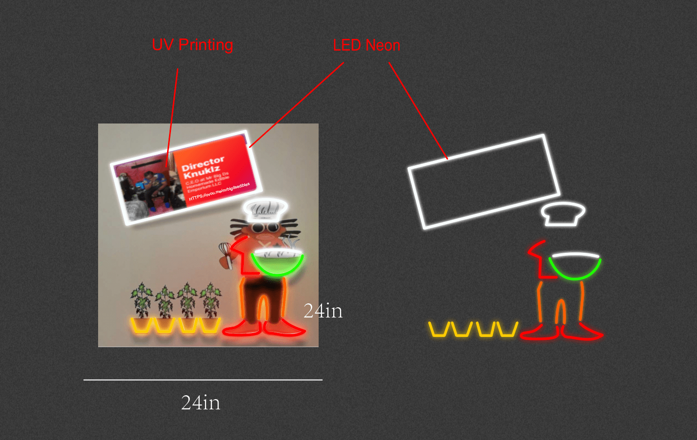 24inch wide x 24inch tall customized led neon sign inquiry