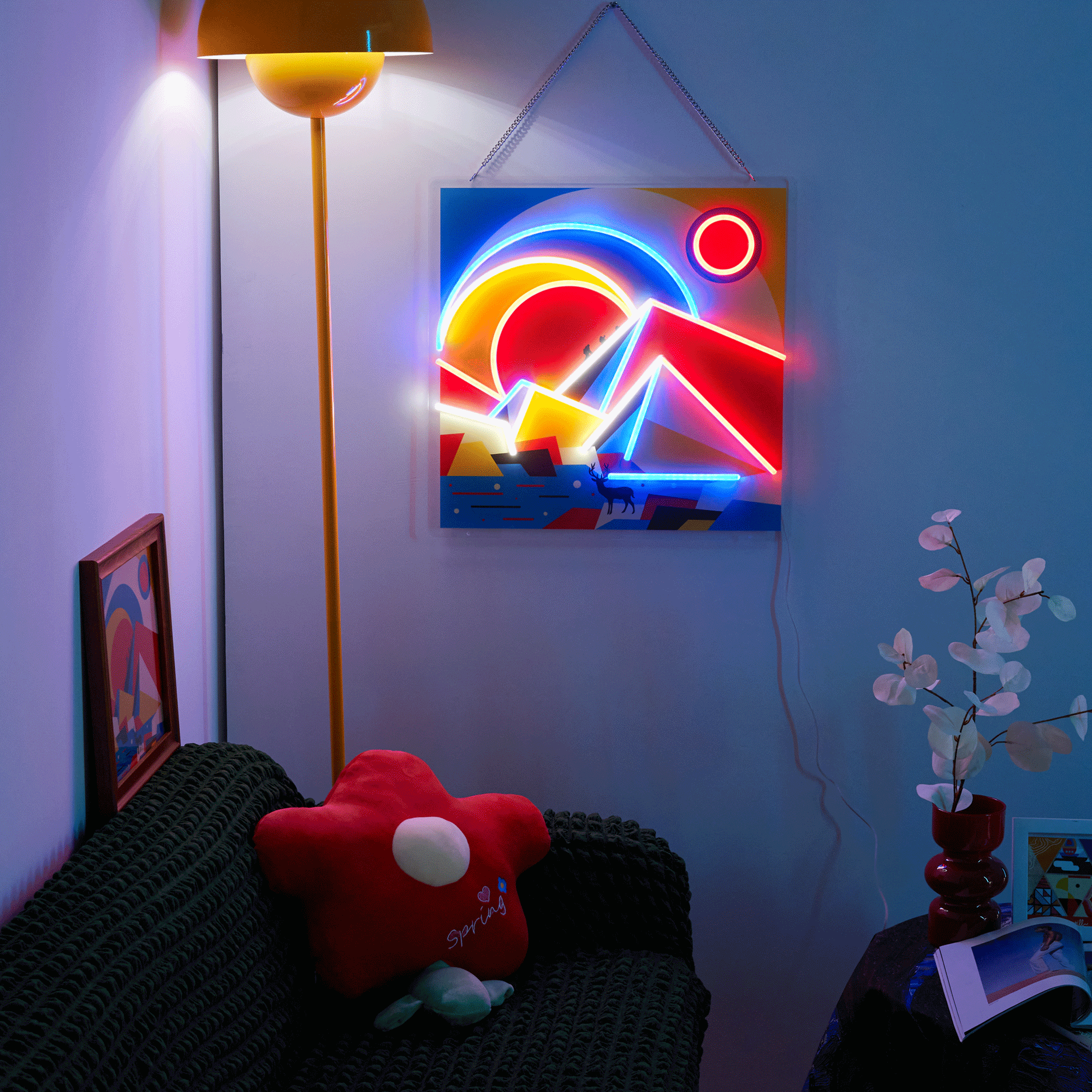 Outdoor Adventure Geometric Art LED Neon Sign