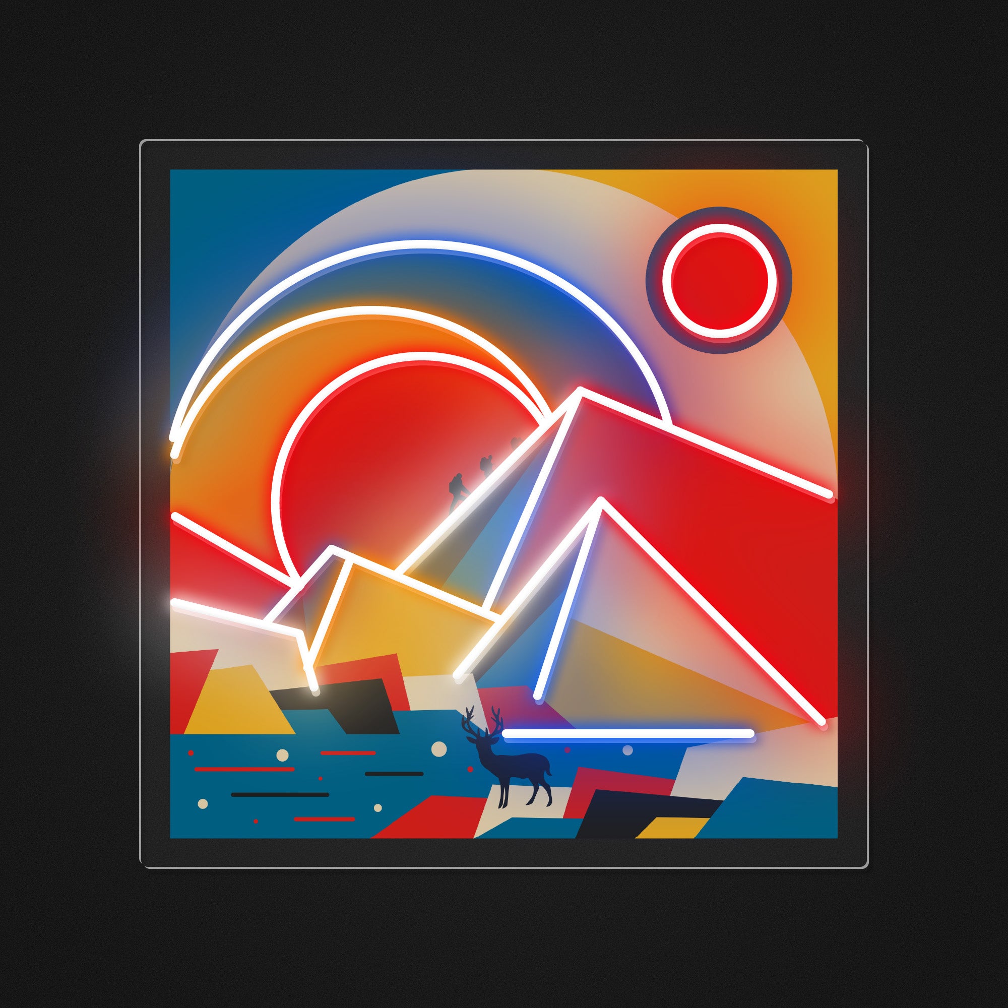 Outdoor Adventure Geometric Art LED Neon Sign