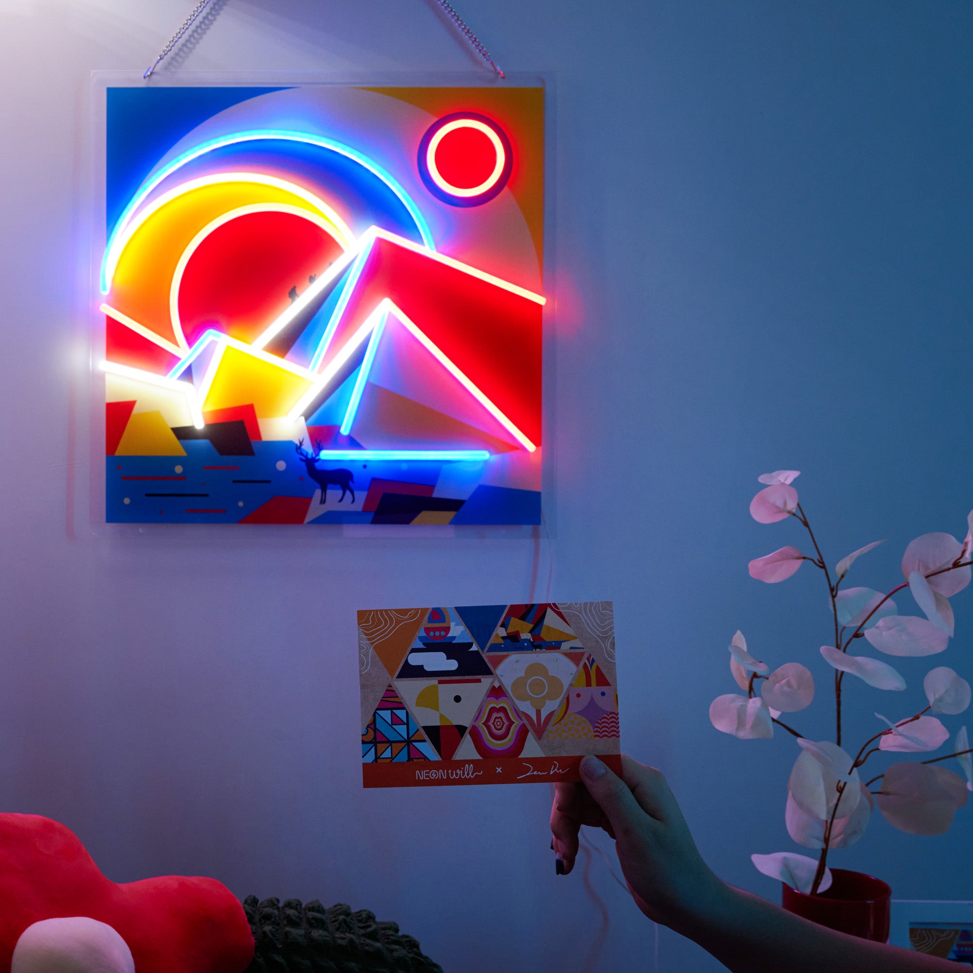 Outdoor Adventure Geometric Art LED Neon Sign