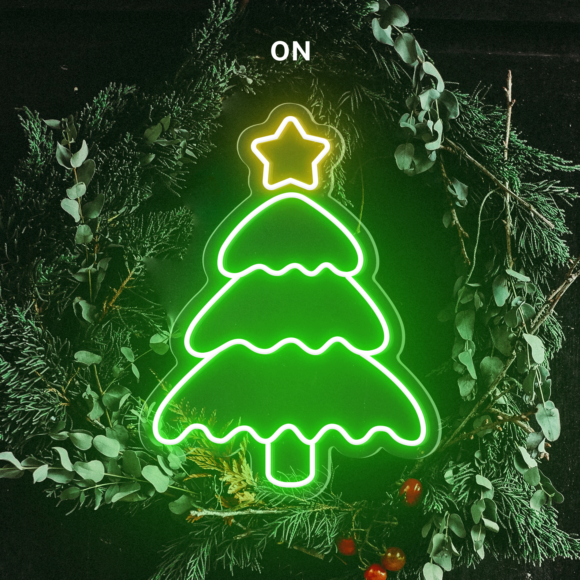 Christmas Tree Shining Star Neon Sign