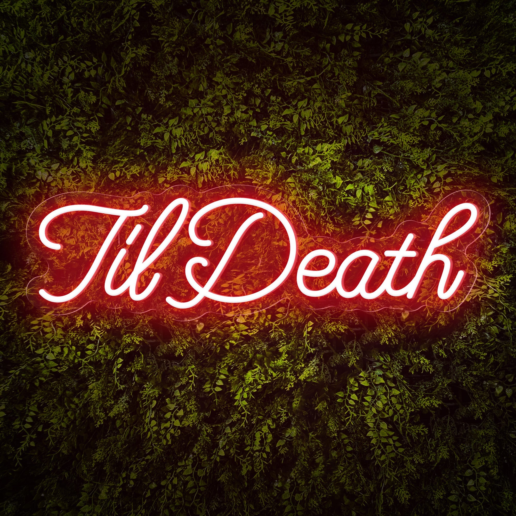 "TilDeath" Curlicued Words Neon Sign for Room