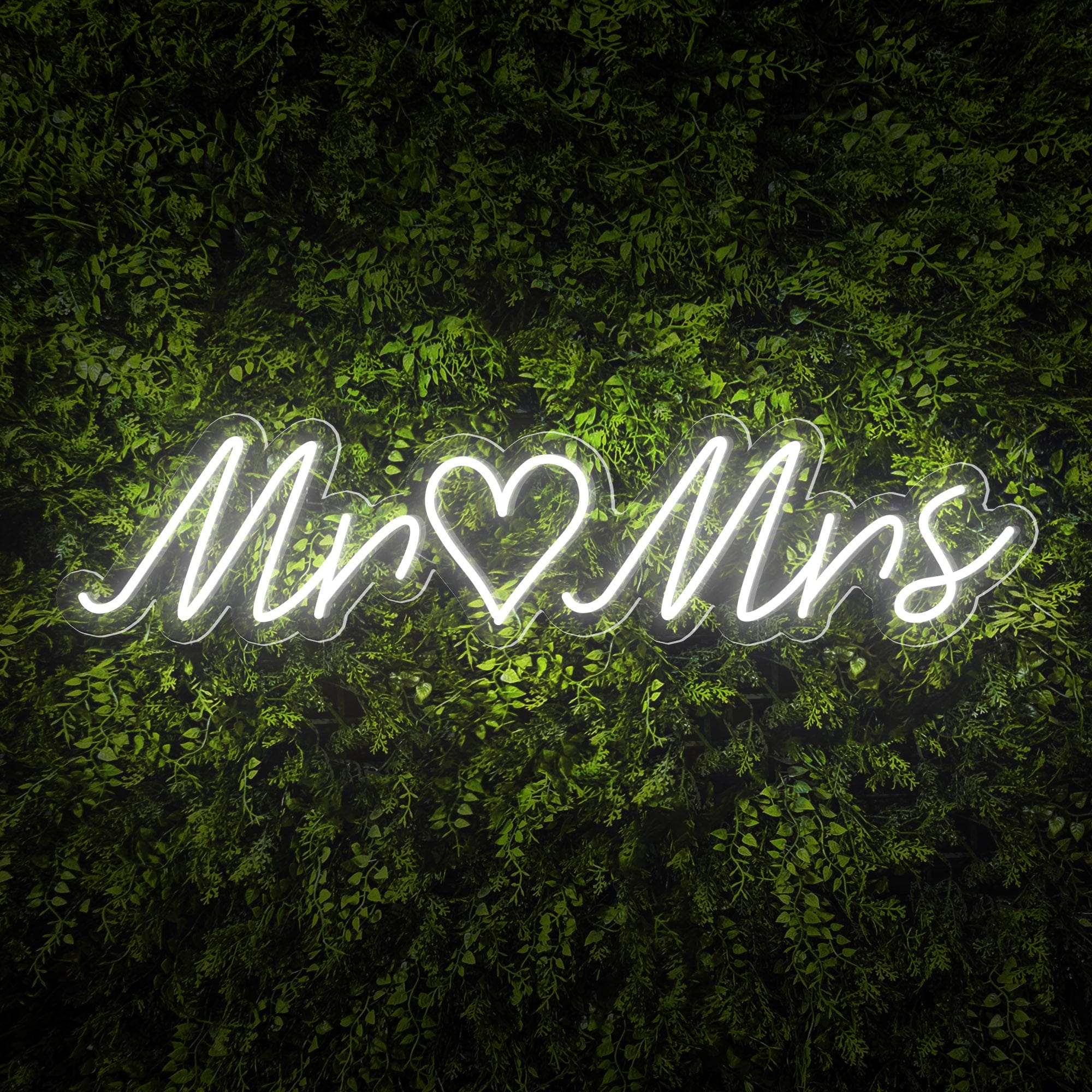 Mr & Mrs Words Heart Neon Sign