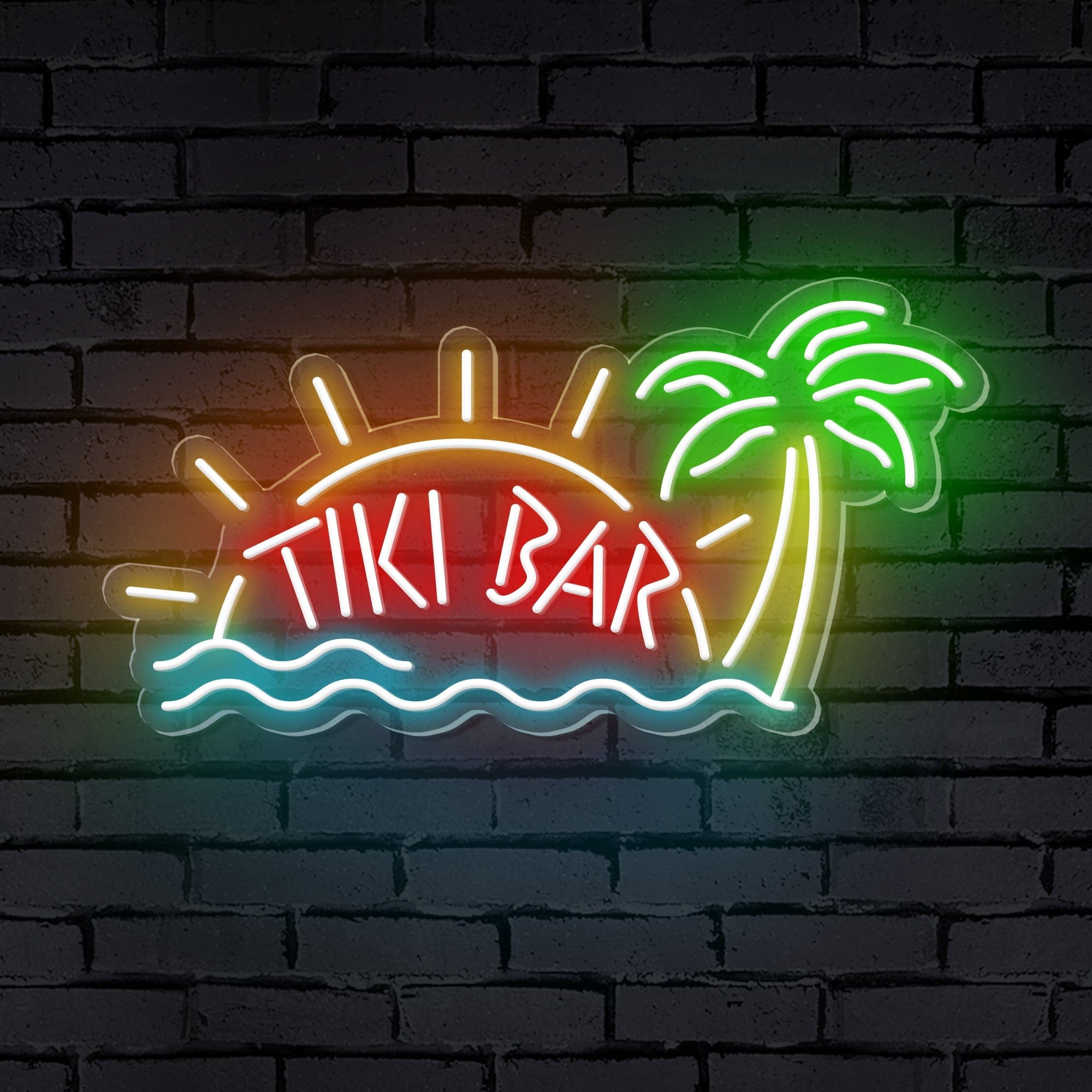 "TIKI BAR" Words Beach Theme Neon Sign