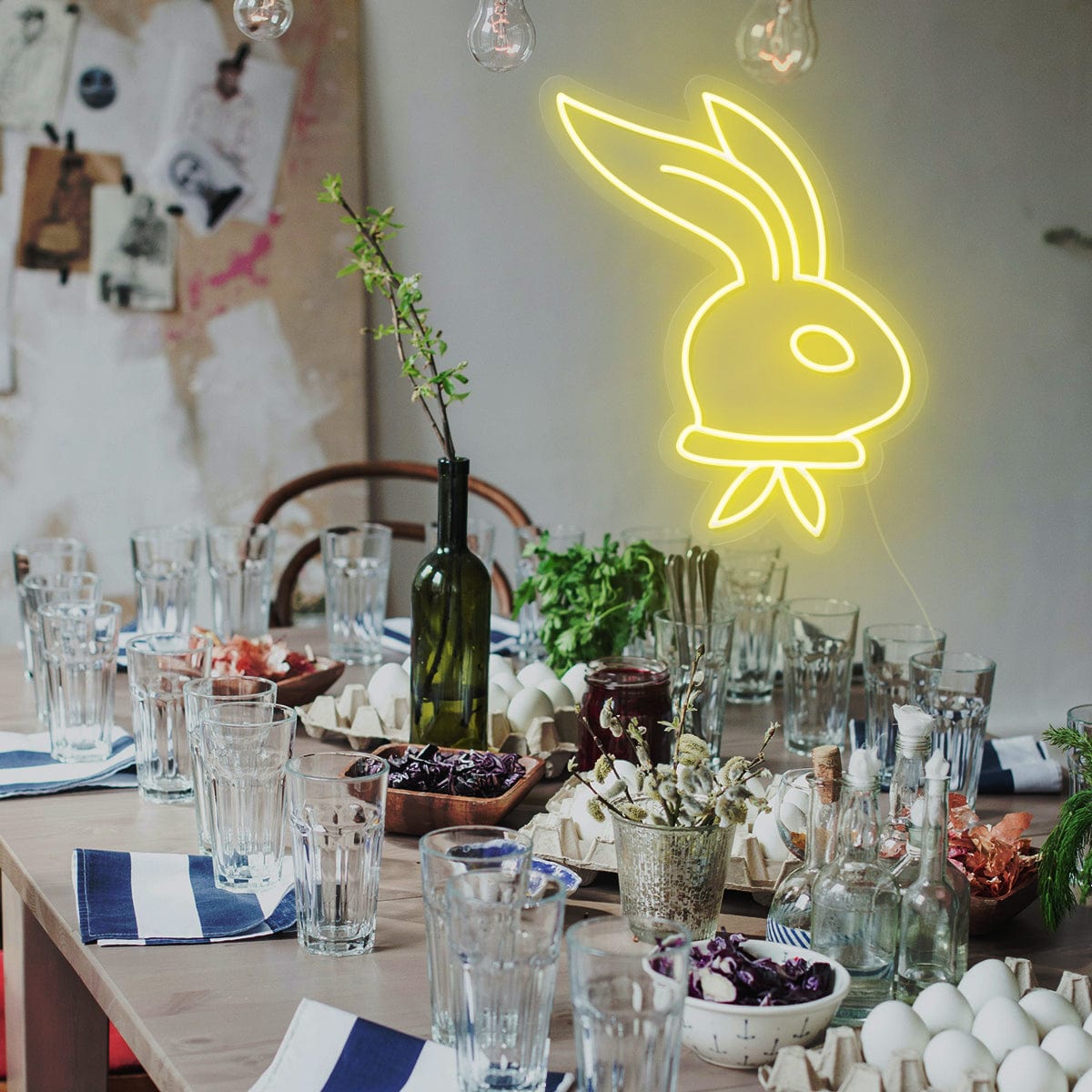 Long-Ear Bunny Easter Neon Sign