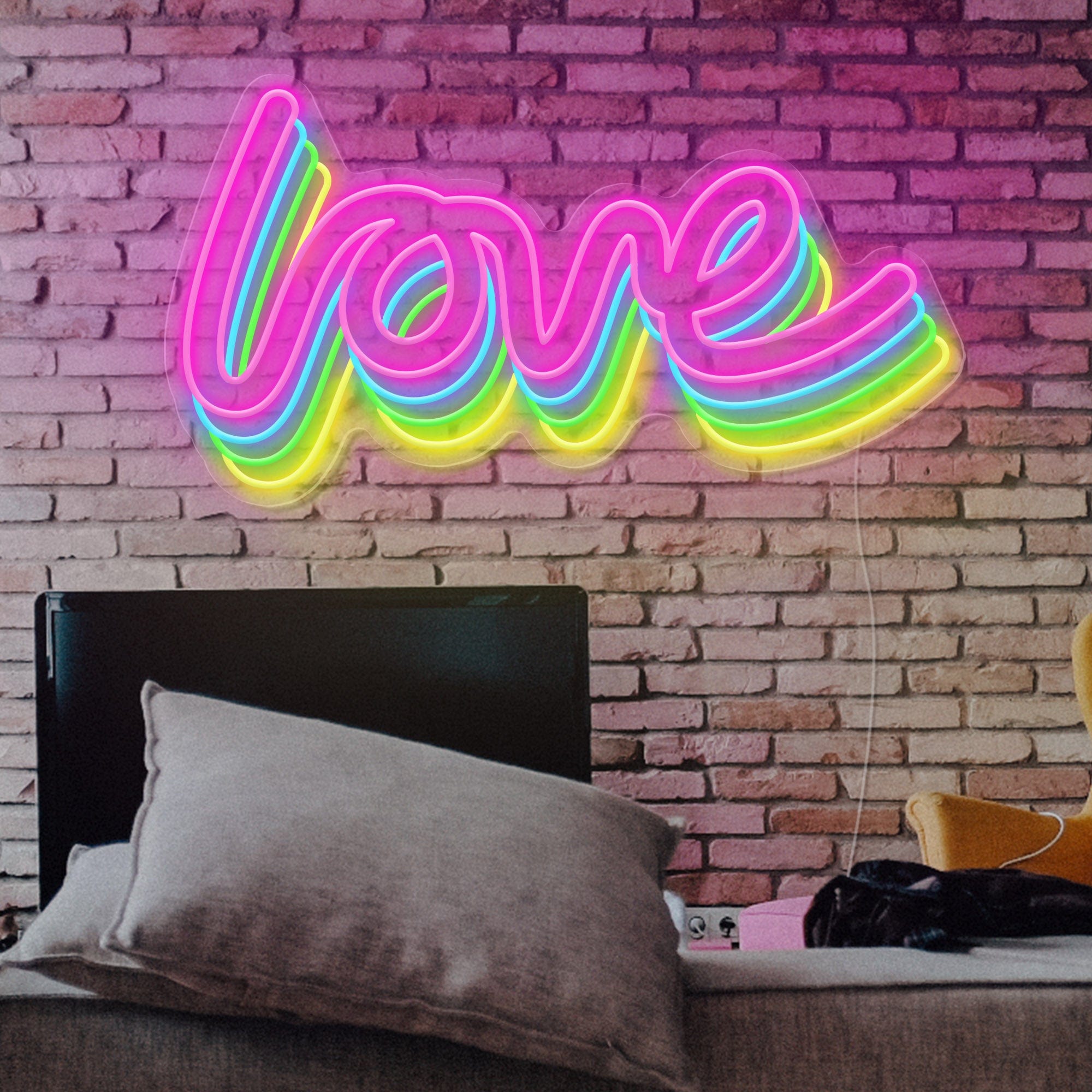 Polychrome "love" Word Neon Sign