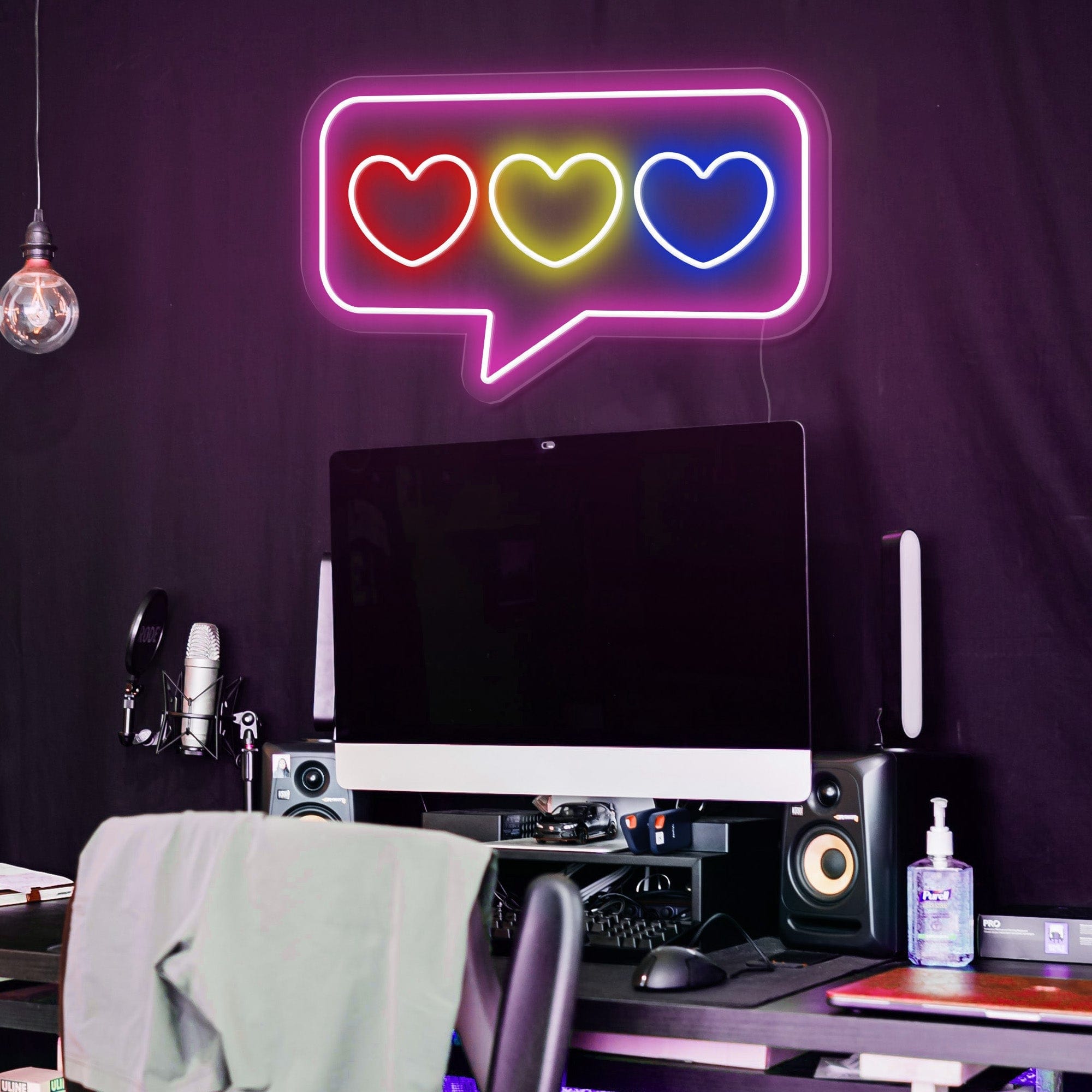 Speech Bubble Hearts Neon Sign