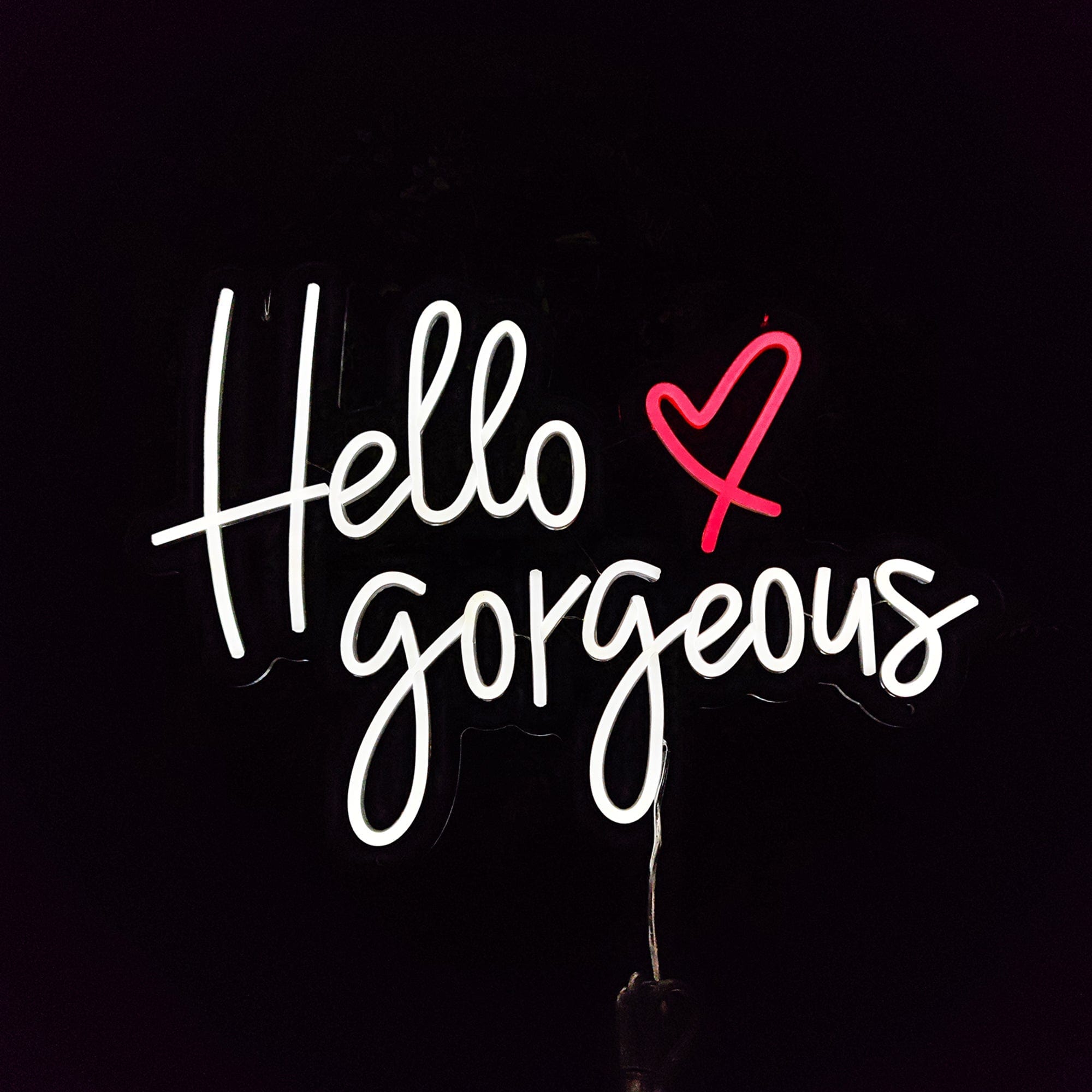 "Hello Gorgeous" Words Heart Neon Sign