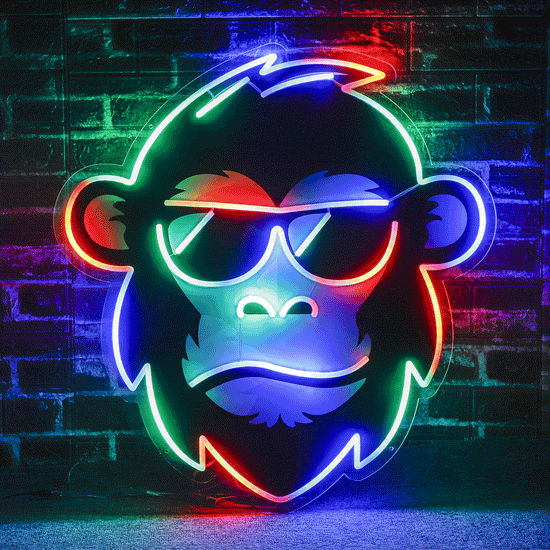 Hip Monkey with Glasses Magic LED Neon Sign