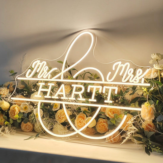 Mr & Mrs Personalized Neon Name Sign for Wedding