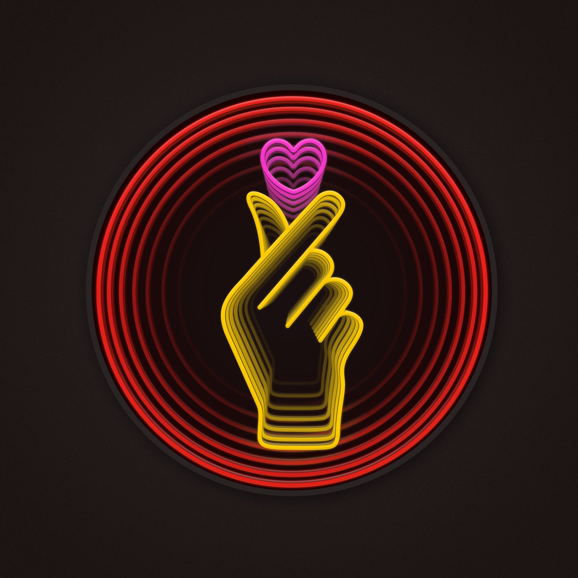 Finger Heart Infinity Mirror LED Sign