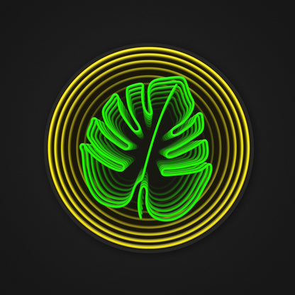 Green Leaf Infinity Mirror Neon Sign