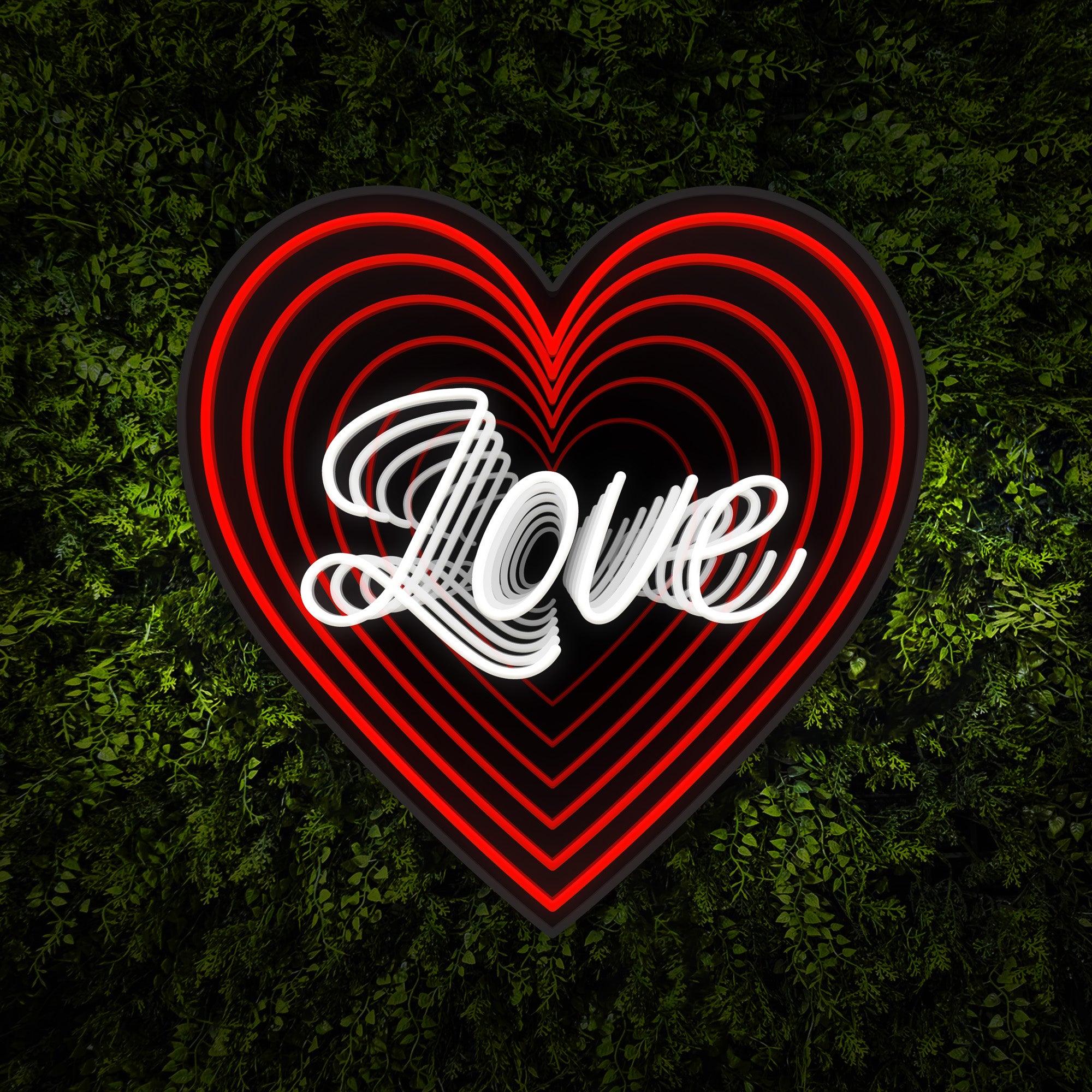 "Love" Word Heart Shape Infinity Mirror LED Sign