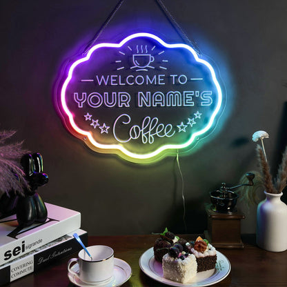 Super Sale! FloWill Multicolor Personalized Neon Sign for Coffee Shops