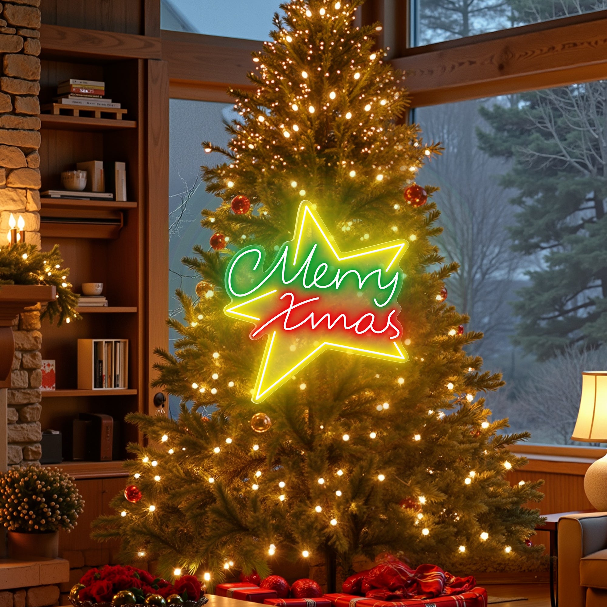 “Merry Xmas” Letters Neon Sign for Christmas Tree