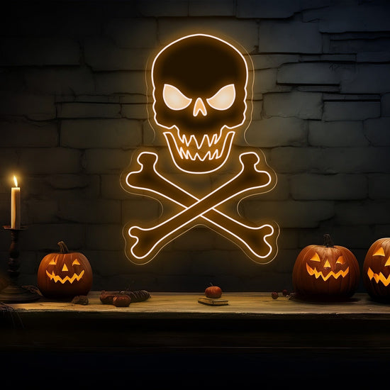 Skull & Bones Neon Sign for Halloween