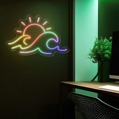 Multicolor Sun and Wave FloWill LED Neon Sign