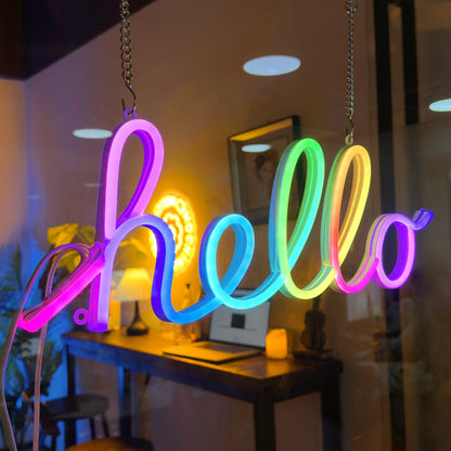 "hello" Letters FloWill LED Neon Sign