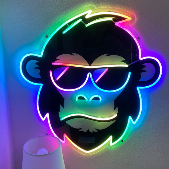 Hip Monkey with Glasses Magic LED Neon Sign