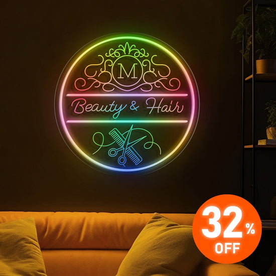 Super Sale! FloWill Multicolor Personalized Name Neon Sign for Barber Shop