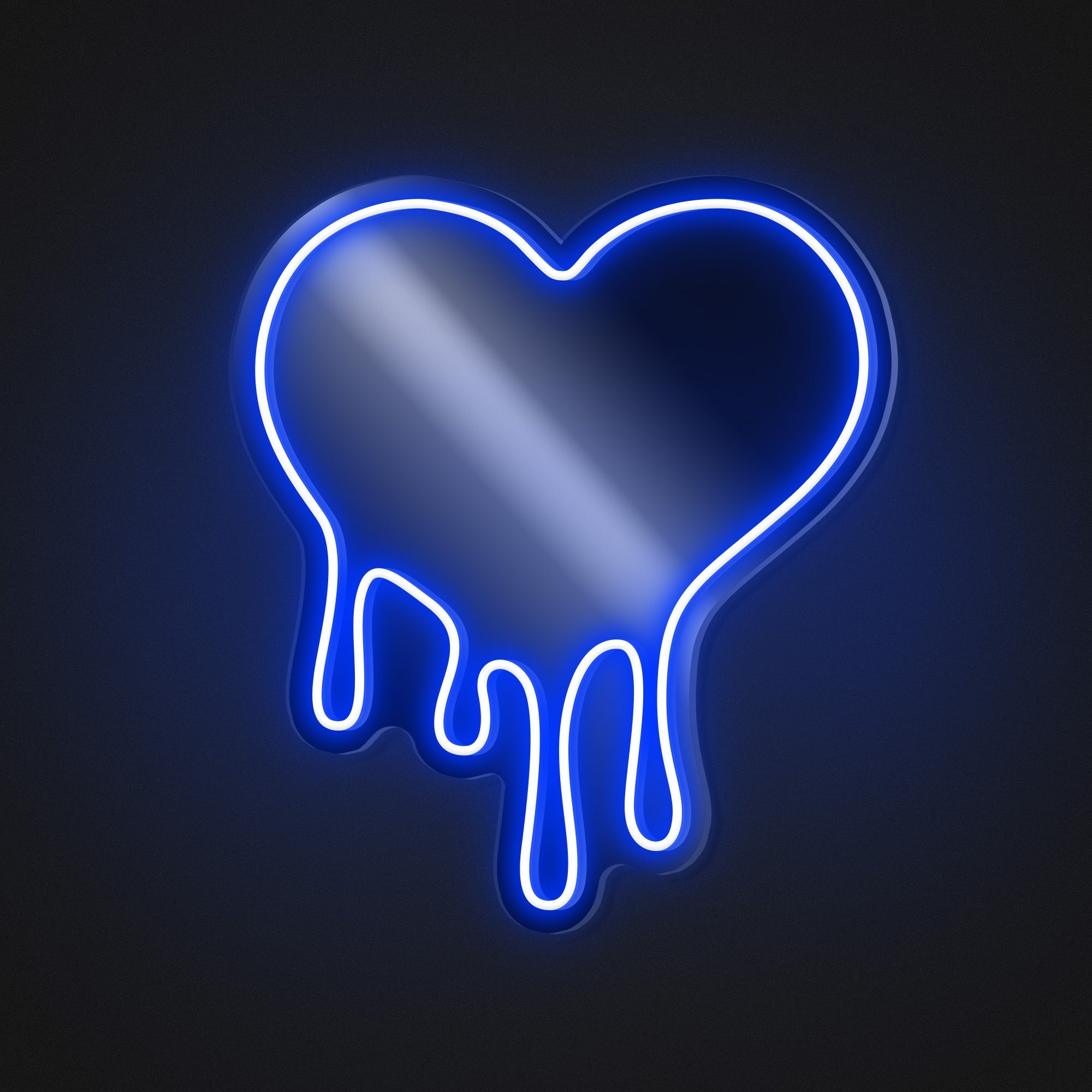 Melt Heart Shape Neon Sign Silver Mirrored Backboard