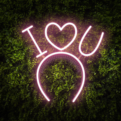 "I Heart U" Headband Neon Sign