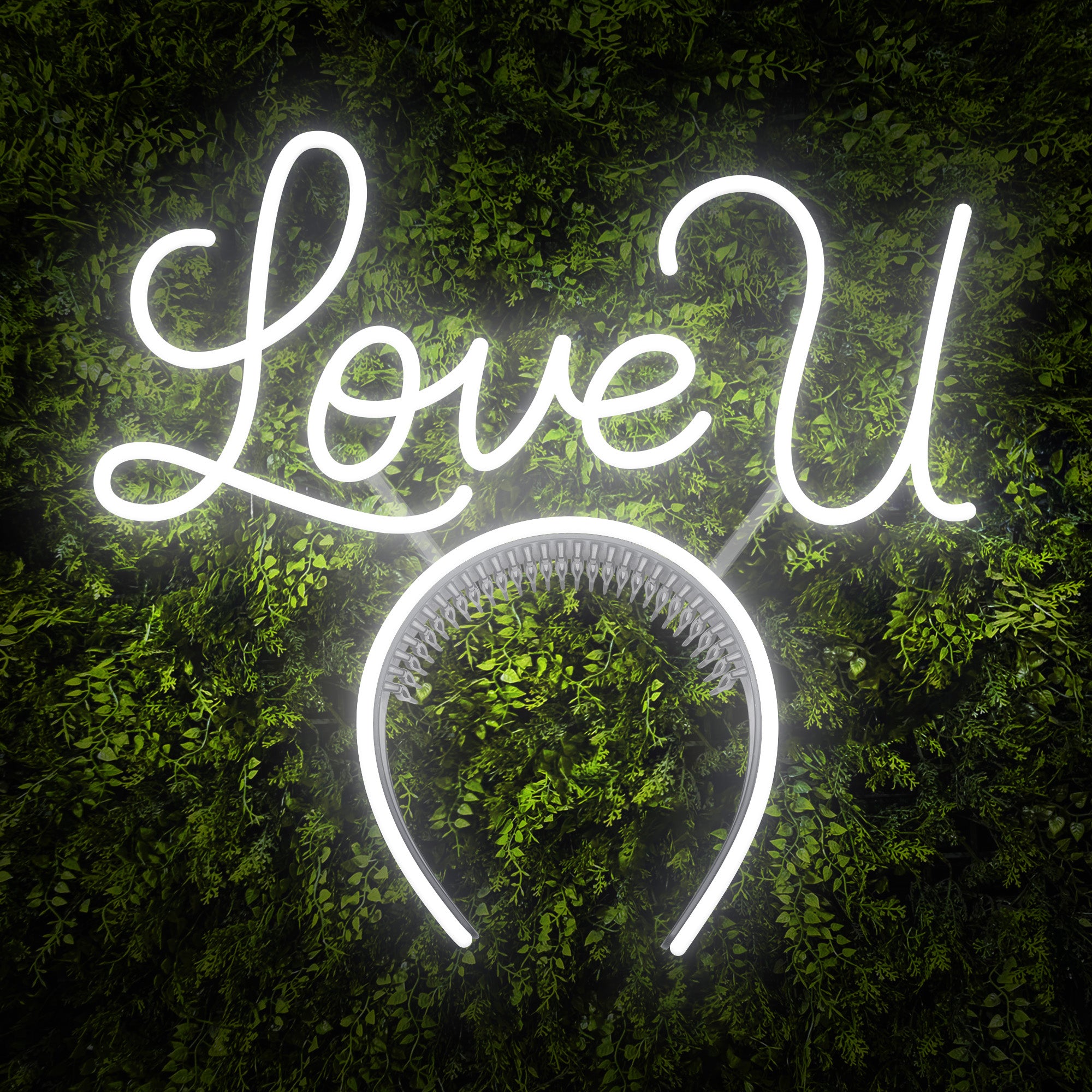 "Love U" Headband Neon Sign