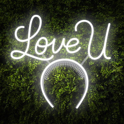 "Love U" Headband Neon Sign