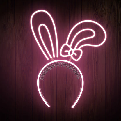 Rabbit Ears with Bowknot Cute Headband Easter Neon Sign