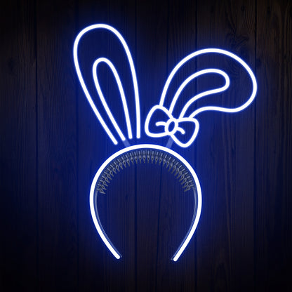 Rabbit Ears with Bowknot Cute Headband Easter Neon Sign