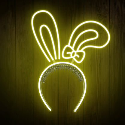 Rabbit Ears with Bowknot Cute Headband Easter Neon Sign