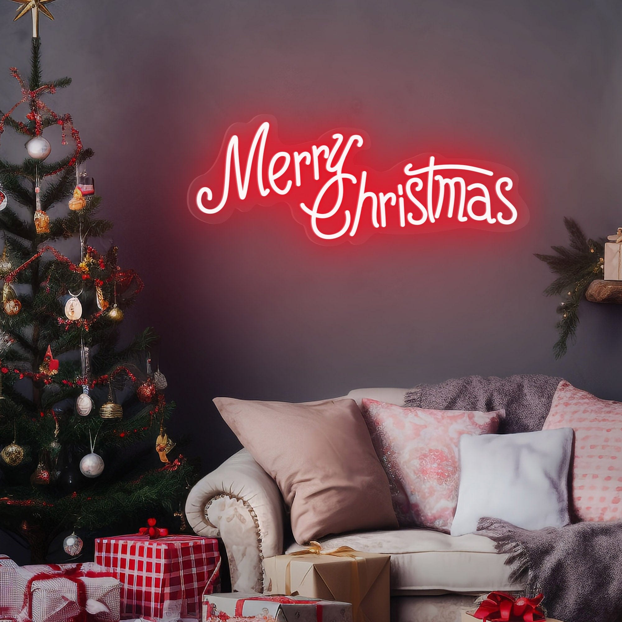 "Merry Christmas" Word Neon Sign