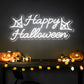"Happy Halloween" Words Spider Web Neon Sign