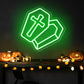 Semi-Open Coffin Halloween Neon Sign