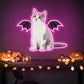 Neon Cat Portrait & Wings Personalized Neon Sign