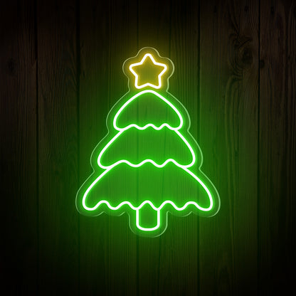 Christmas Tree Shining Star Neon Sign