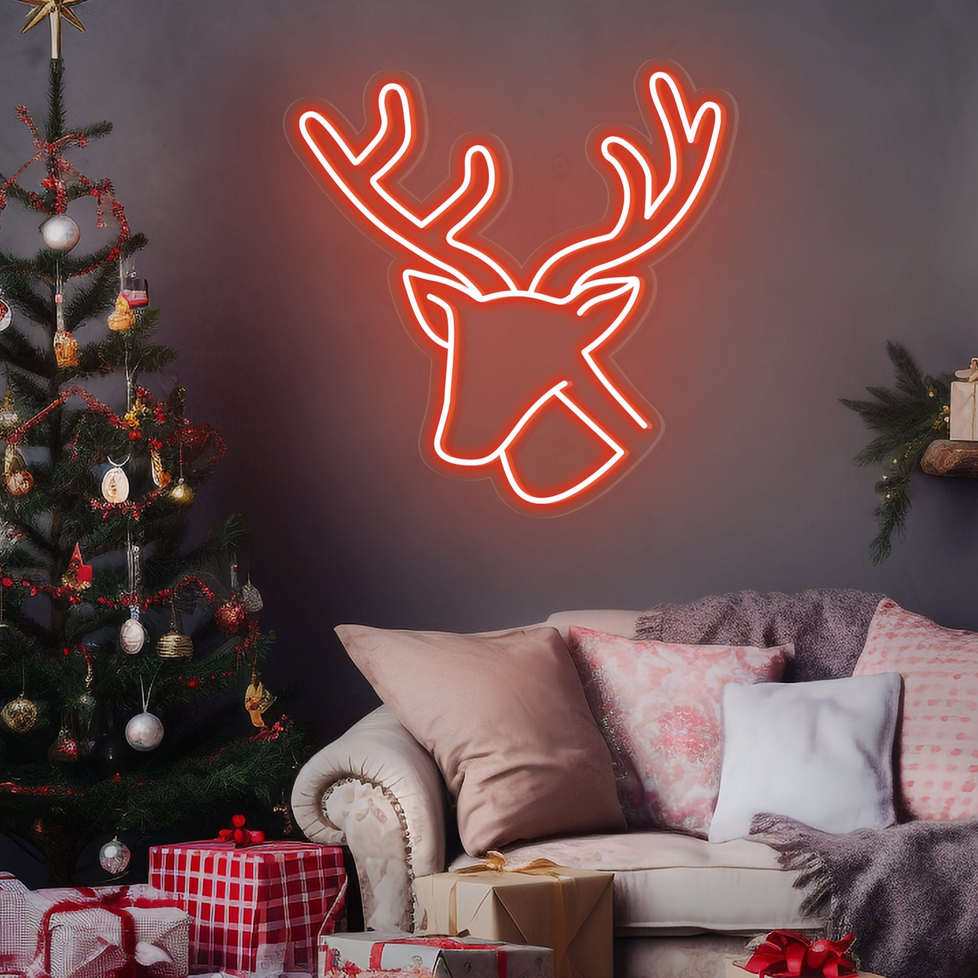 Elk Happy Holidays Neon Sign for Christmas