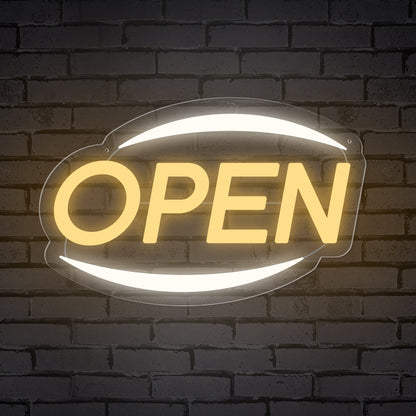 Oval Neon "Open" Sign