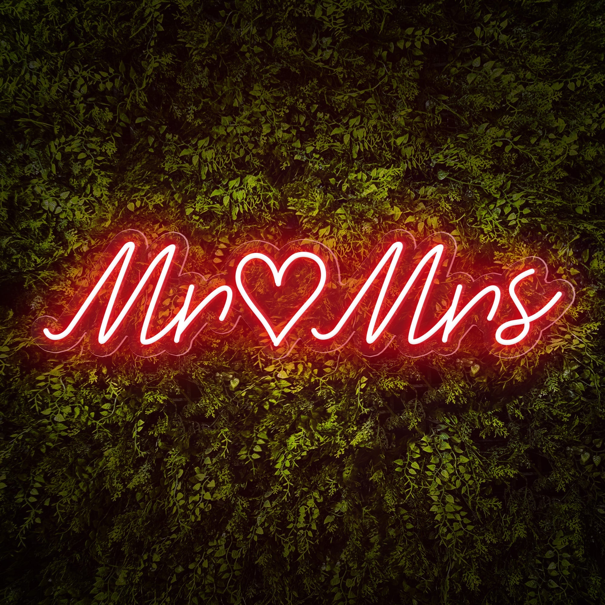 Mr & Mrs Words Heart Neon Sign