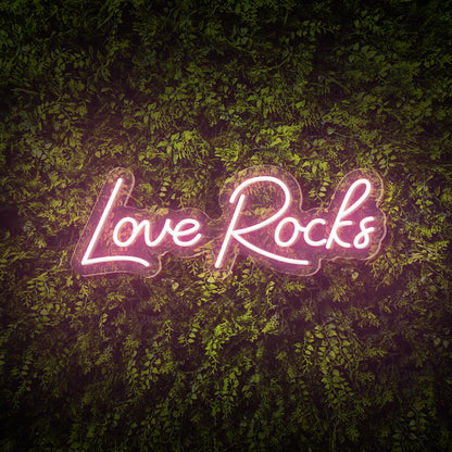 "Love Rocks" Words Neon Sign for Weddings & Proposals