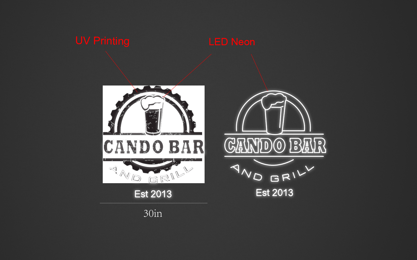 30Inch wide x 33Inch tall customized led neon sign inquiry