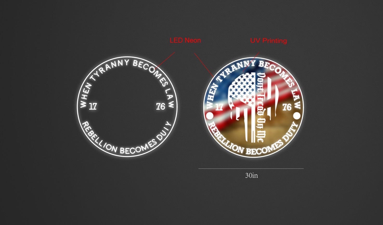 30Inch wide x 30Inch tall customized led neon sign inquiry