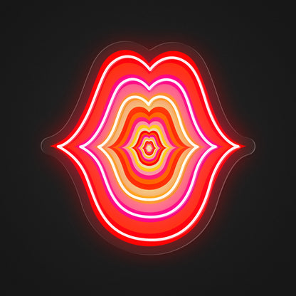 Kiss Kiss Lips Geometric Art LED Neon Sign