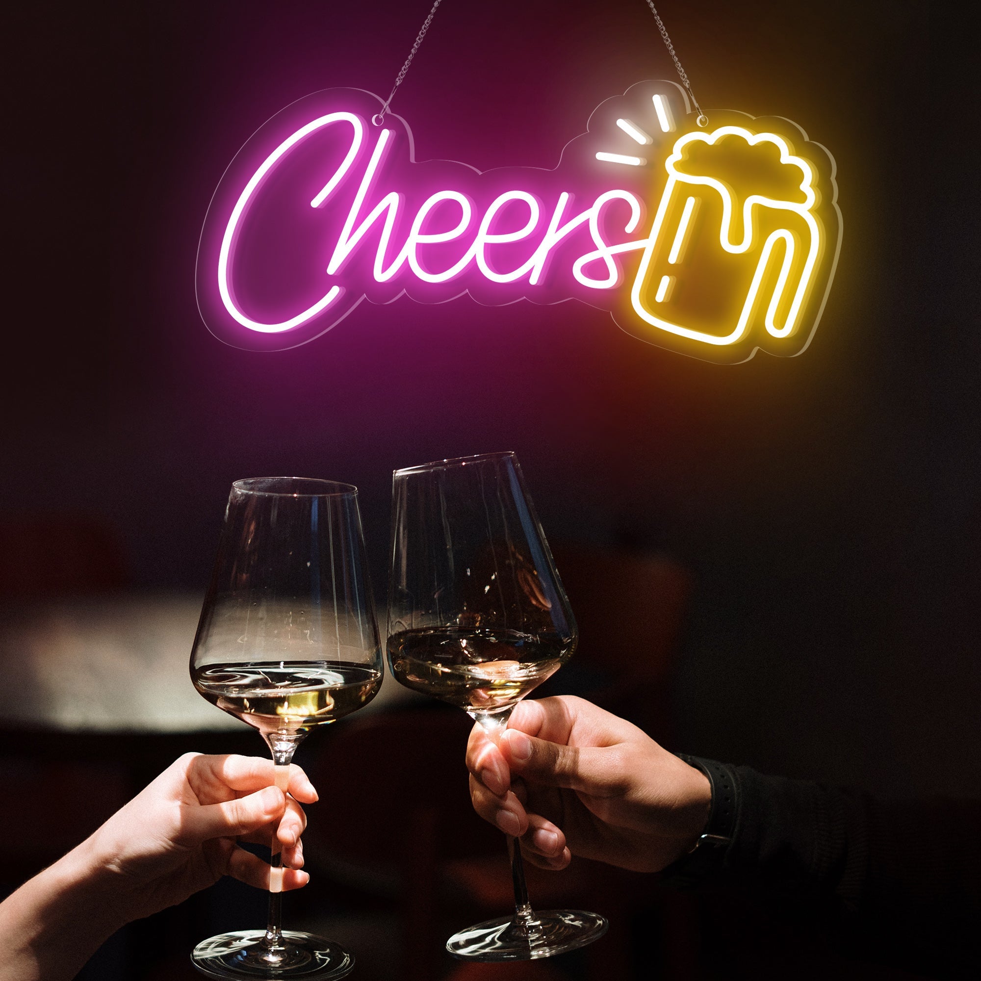 "Cheers" Word Beer Mug Neon Sign